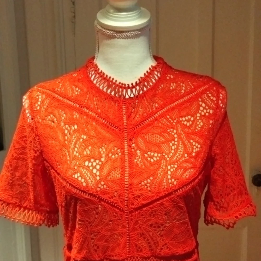 Theodora Lace Dress in Fire Red - Picture 5 of 16